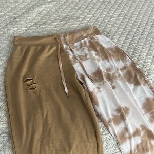 Women's Two-Tone Tie-Dye & Solid Lounge Pants - Camel/White